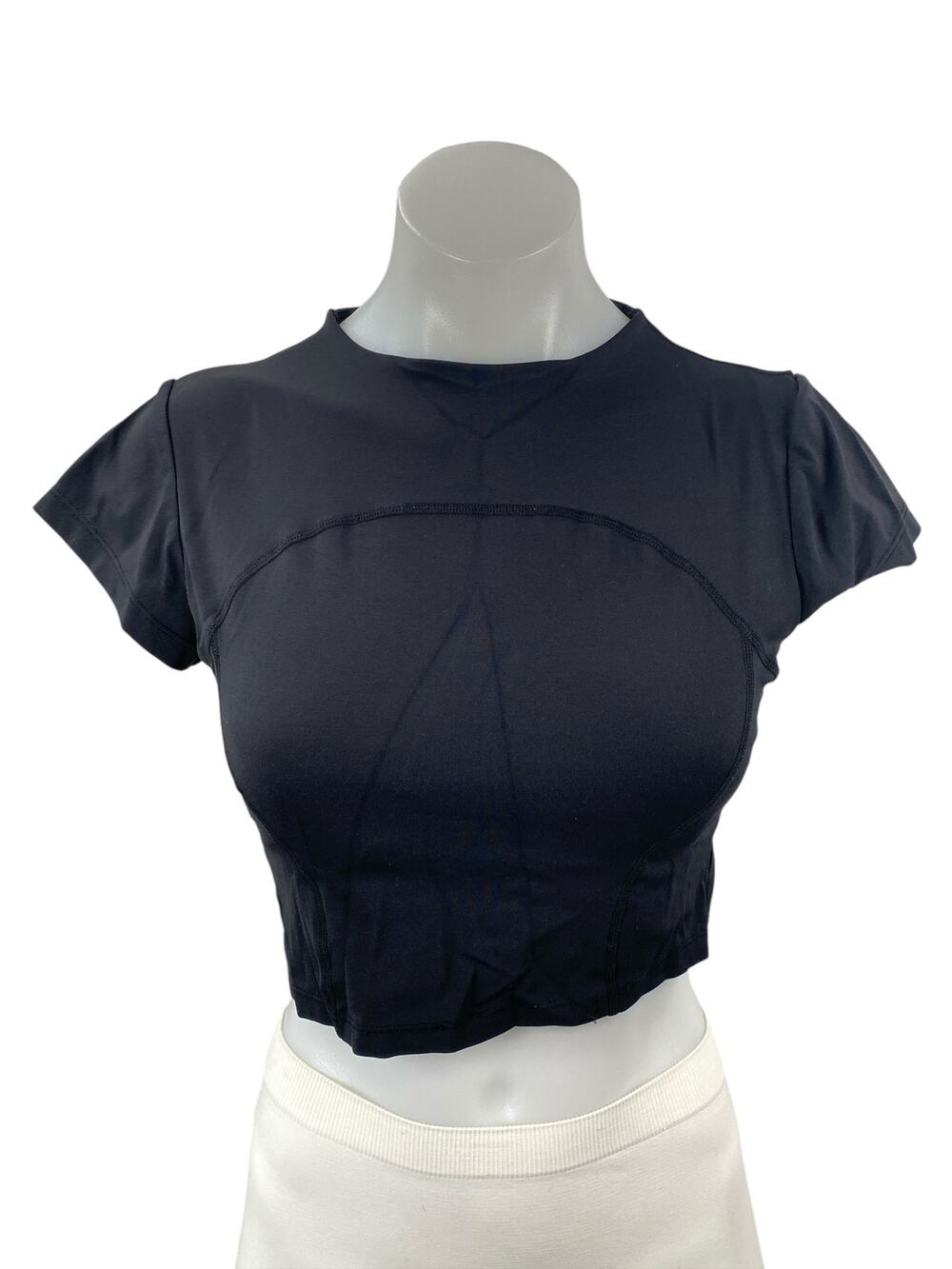 Enerbloom Women's Black Short Sleeve Yoga Athletic Activewear Crop T-Shirt Top M